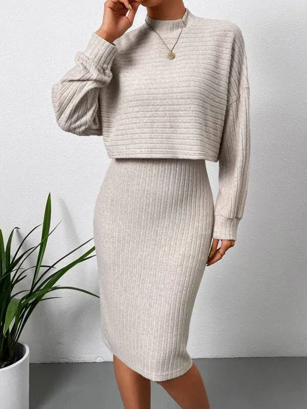 Mock Neck Crop Tee Slip Dress