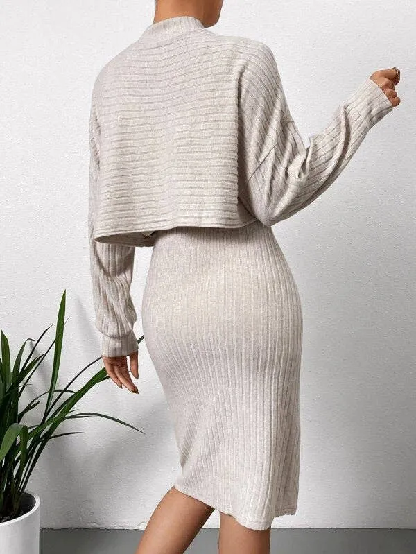 Mock Neck Crop Tee Slip Dress