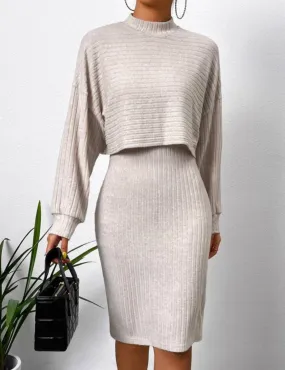 Mock Neck Crop Tee Slip Dress