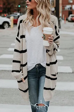 Modern Color Blocking Striped Cardigan