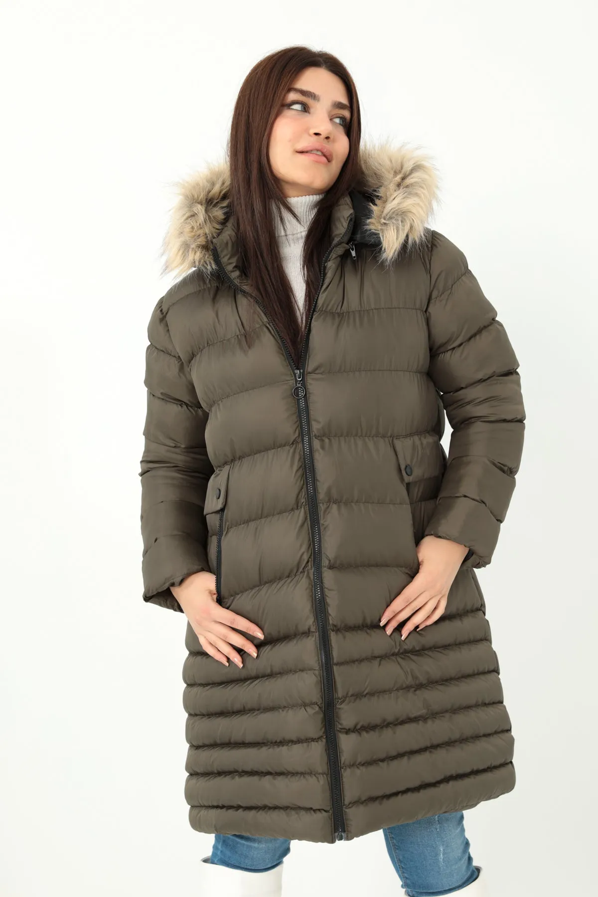 MPL Women's Regular Fit Lined Hooded Comfortable Coat 5010 - Ladispoli