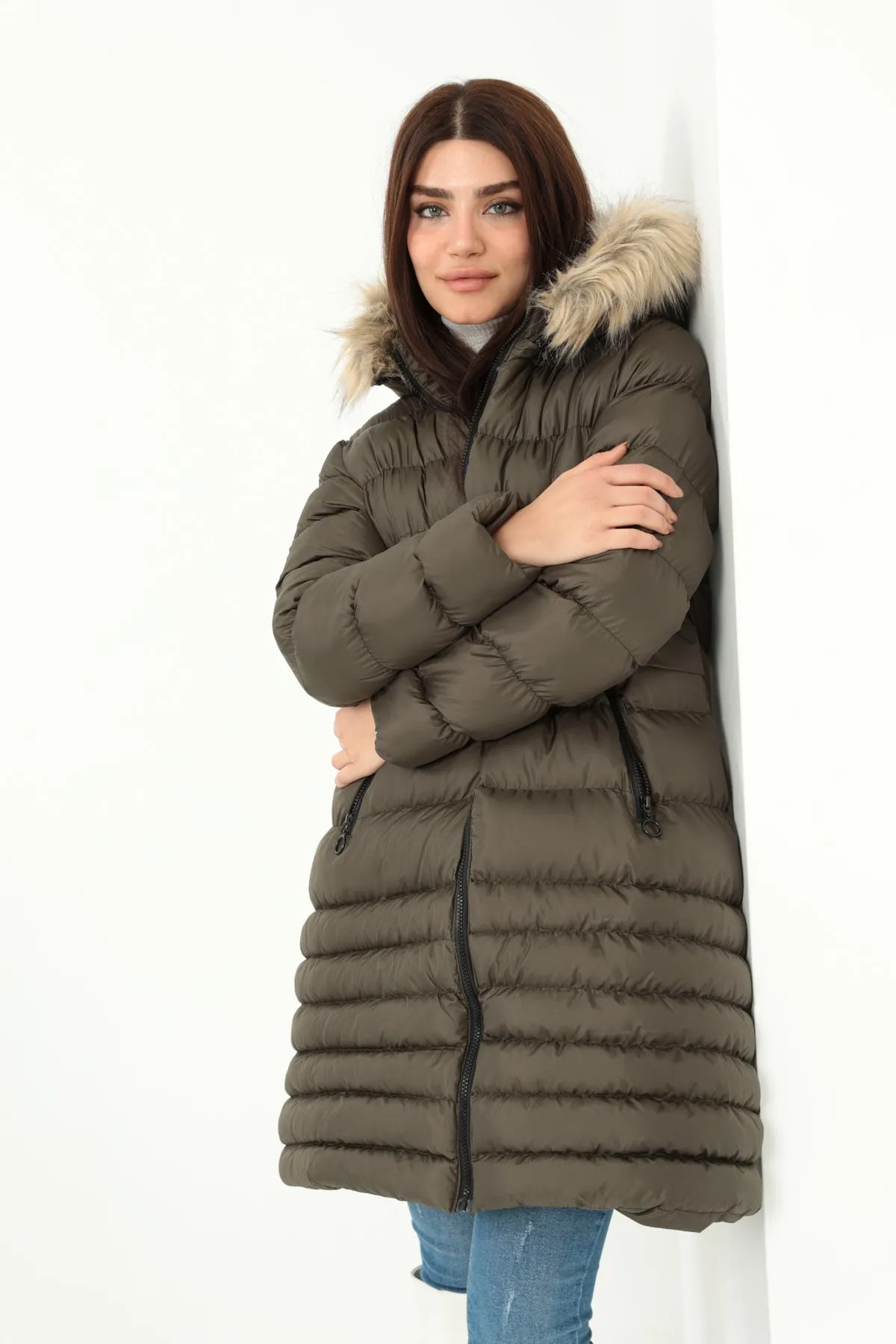 MPL Women's Regular Fit Lined Hooded Comfortable Coat 5010 - Ladispoli
