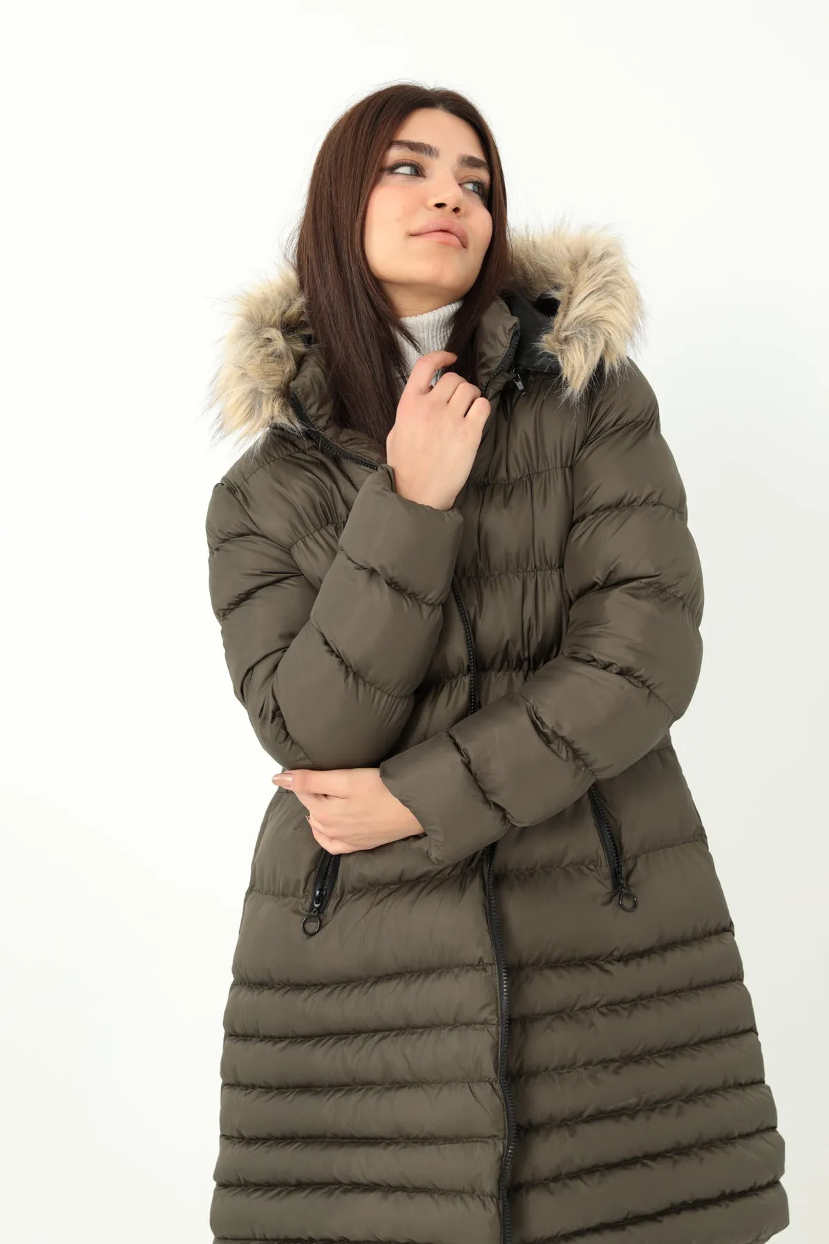 MPL Women's Regular Fit Lined Hooded Comfortable Coat 5010 - Ladispoli