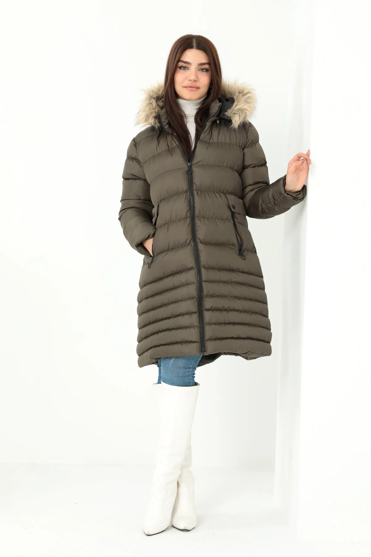 MPL Women's Regular Fit Lined Hooded Comfortable Coat 5010 - Ladispoli