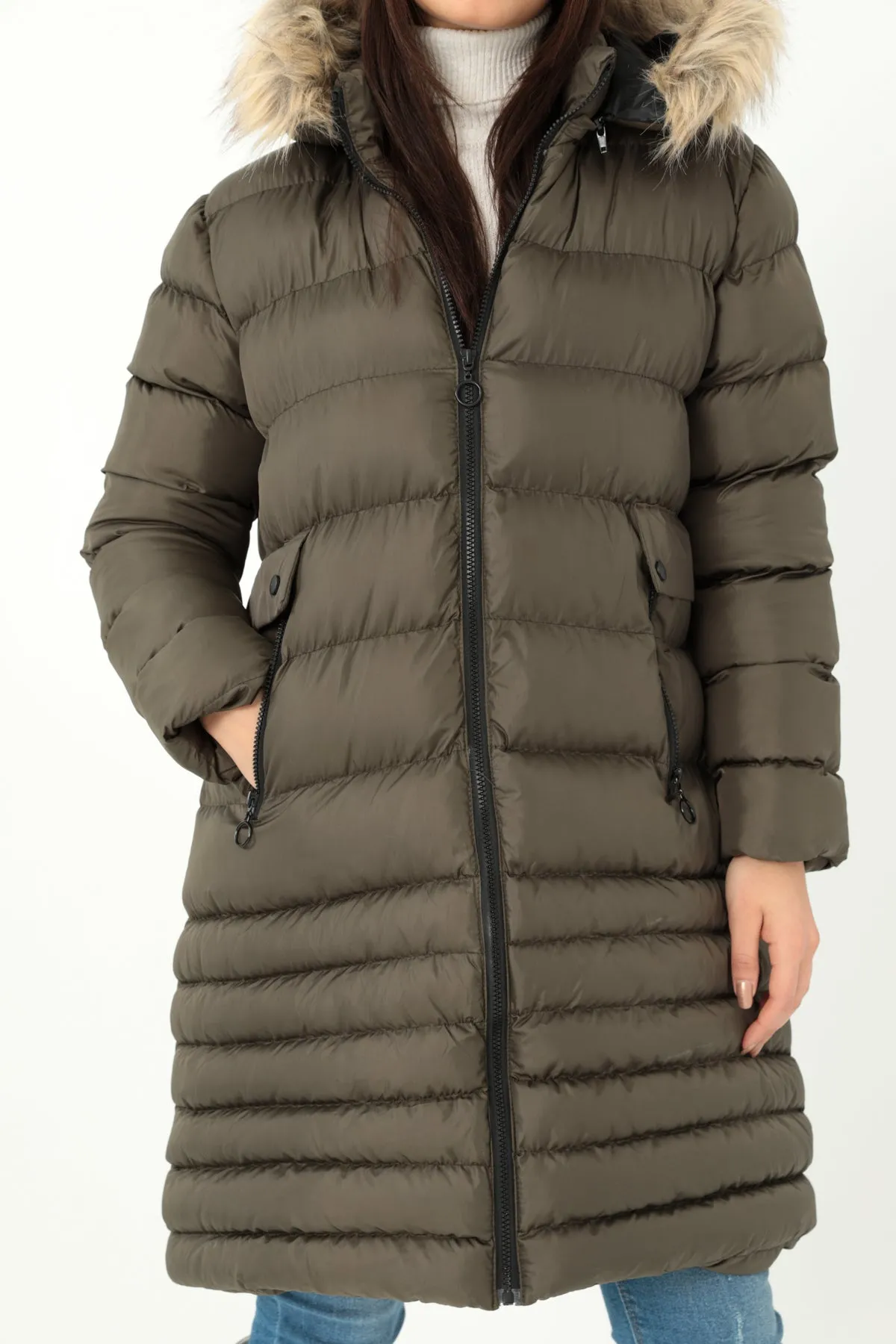 MPL Women's Regular Fit Lined Hooded Comfortable Coat 5010 - Ladispoli