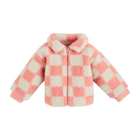 Mud Pie Pink Check Sherpa Jacket