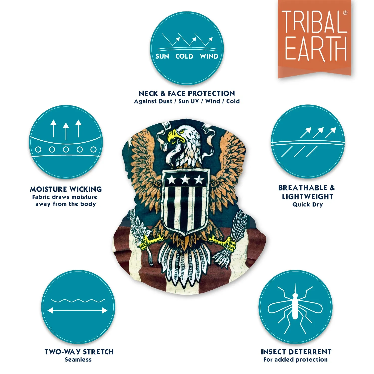Multi Scarf | Face Mask | Bandana | Headband - American Flag