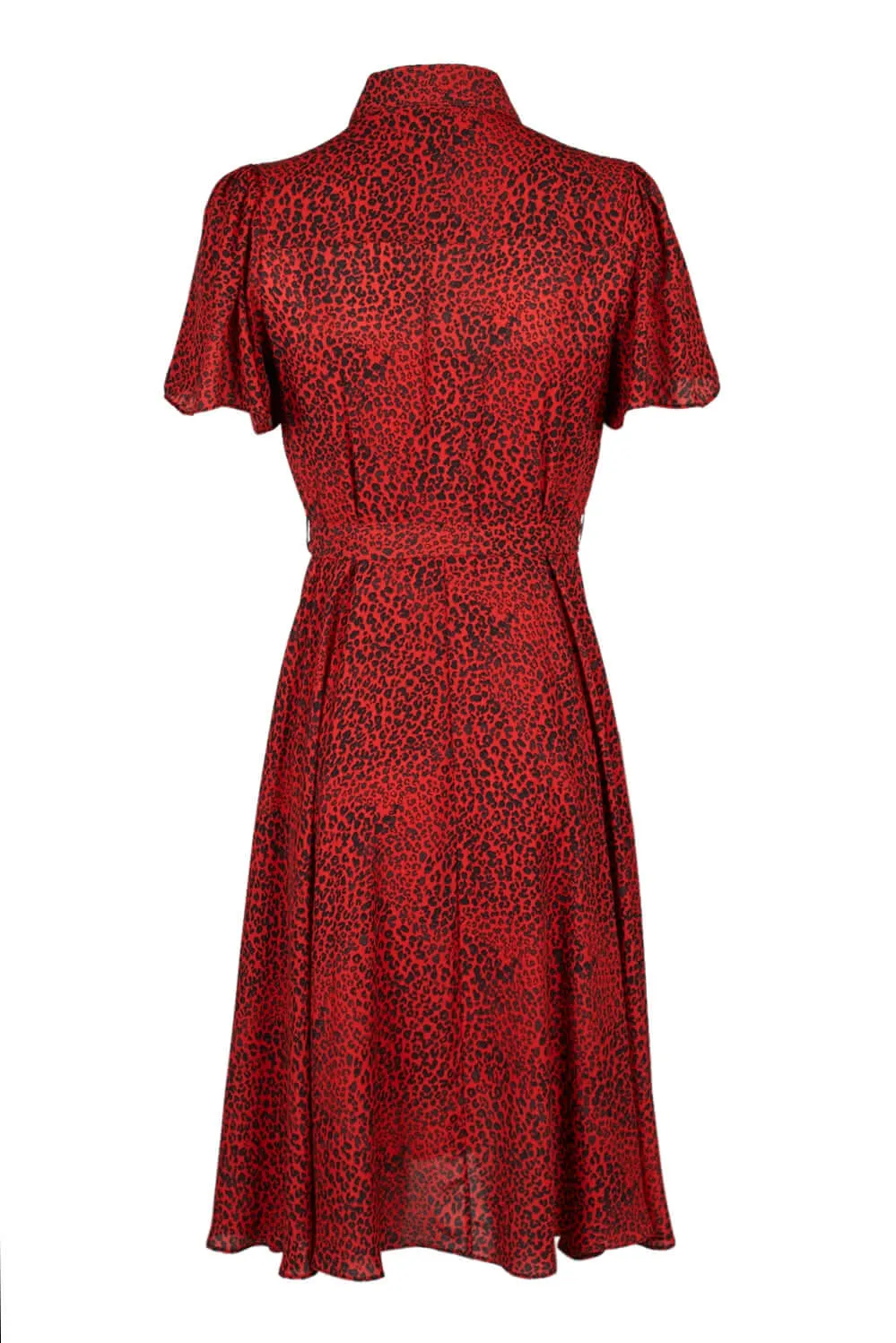 NANETTE Nanette Lepore Collared Short Sleeve Button Down Tie Waist Polyester Dress