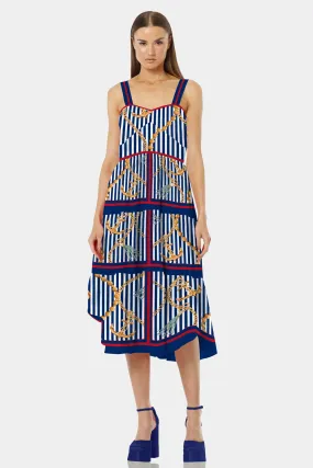 Nautical Stripes Midi Sun Dresses Women