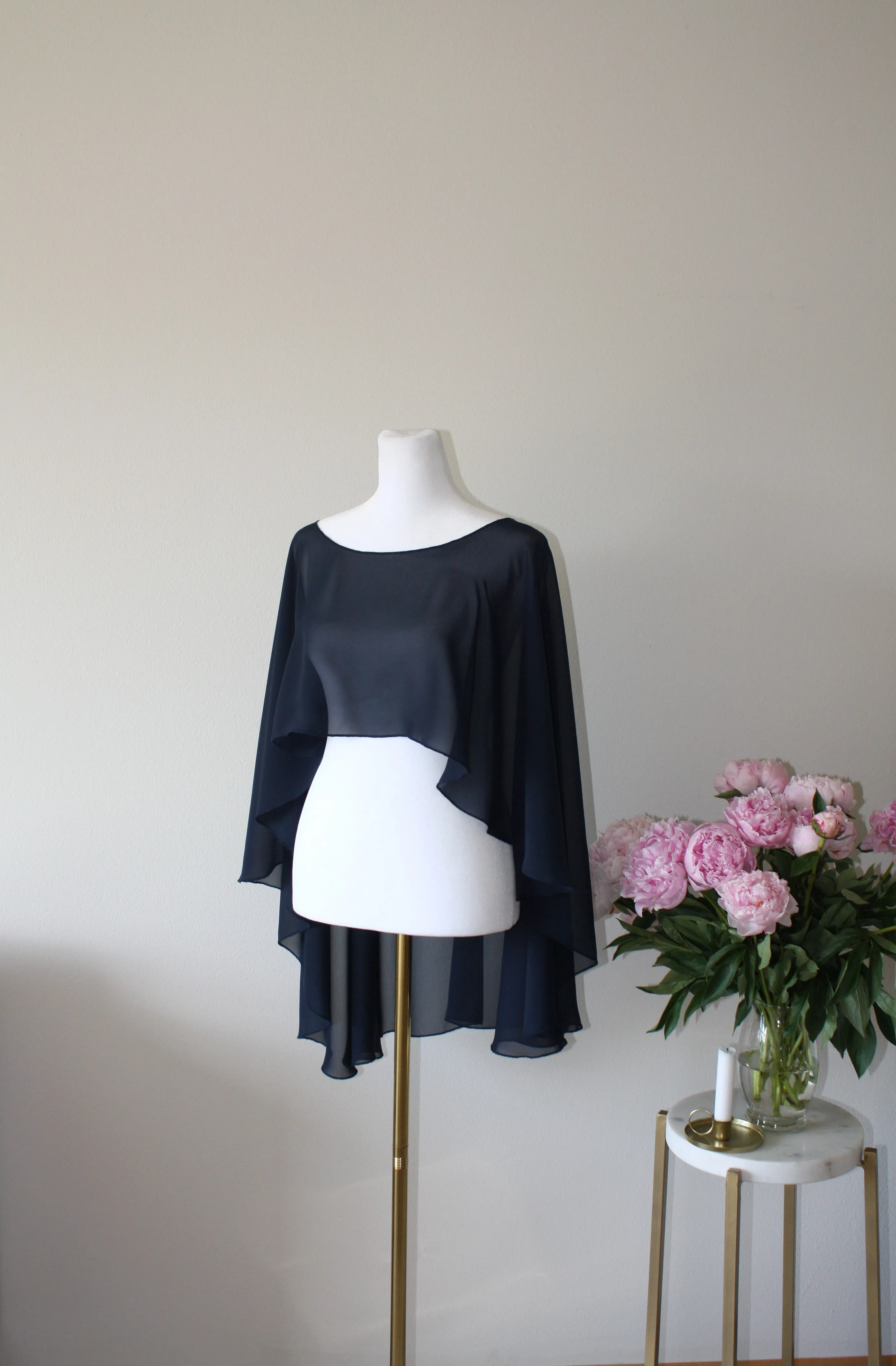 Navy Blue Chiffon Bolero