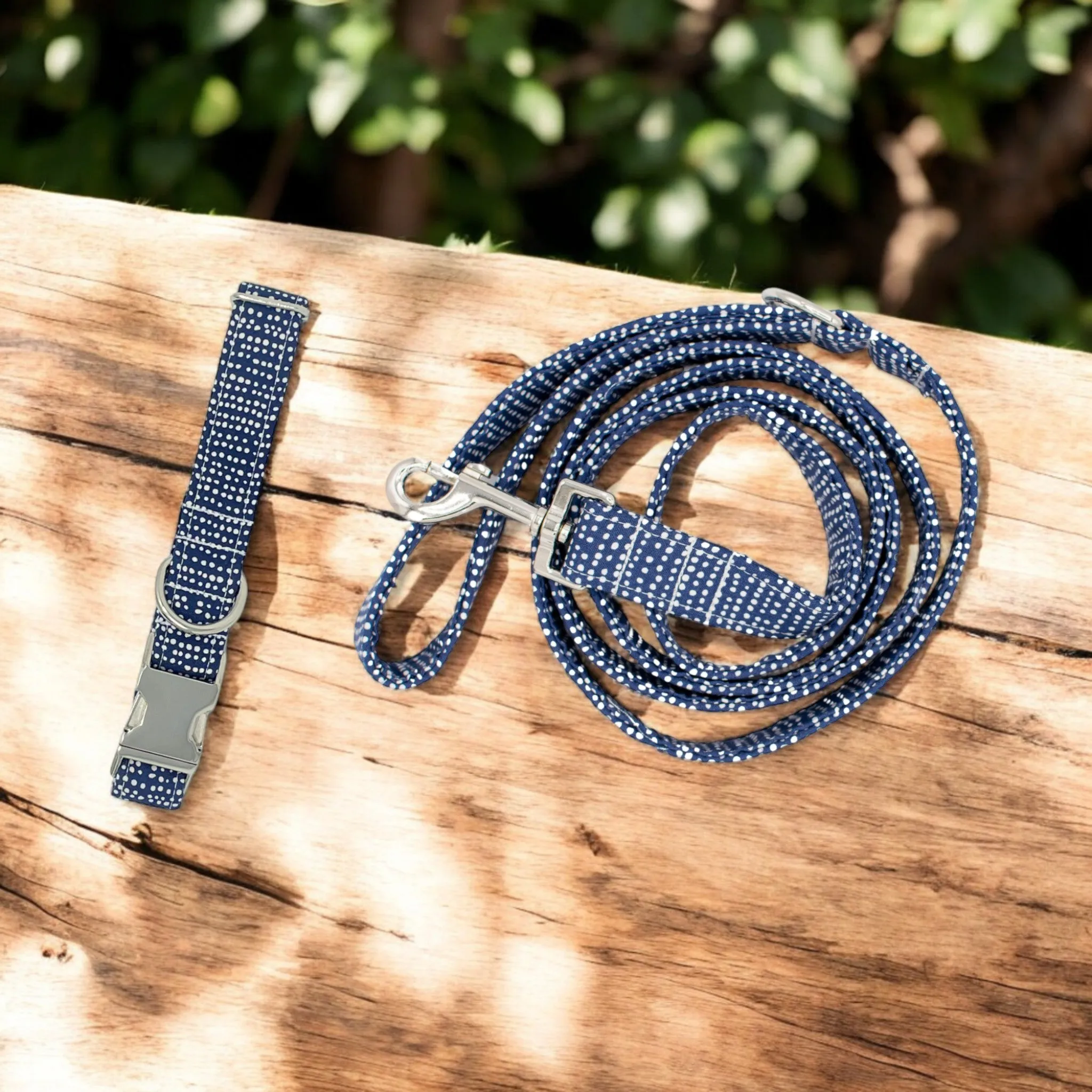 Navy Ditsy Dots | Collar and Leash Set