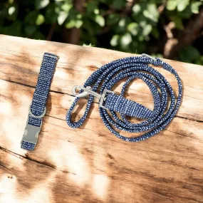 Navy Ditsy Dots | Collar and Leash Set