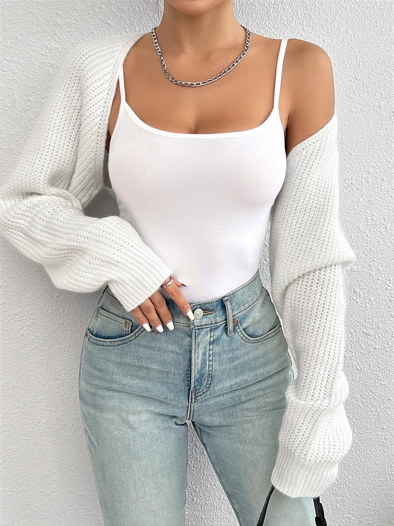 Neutral Knit Crop Crop Cardigan