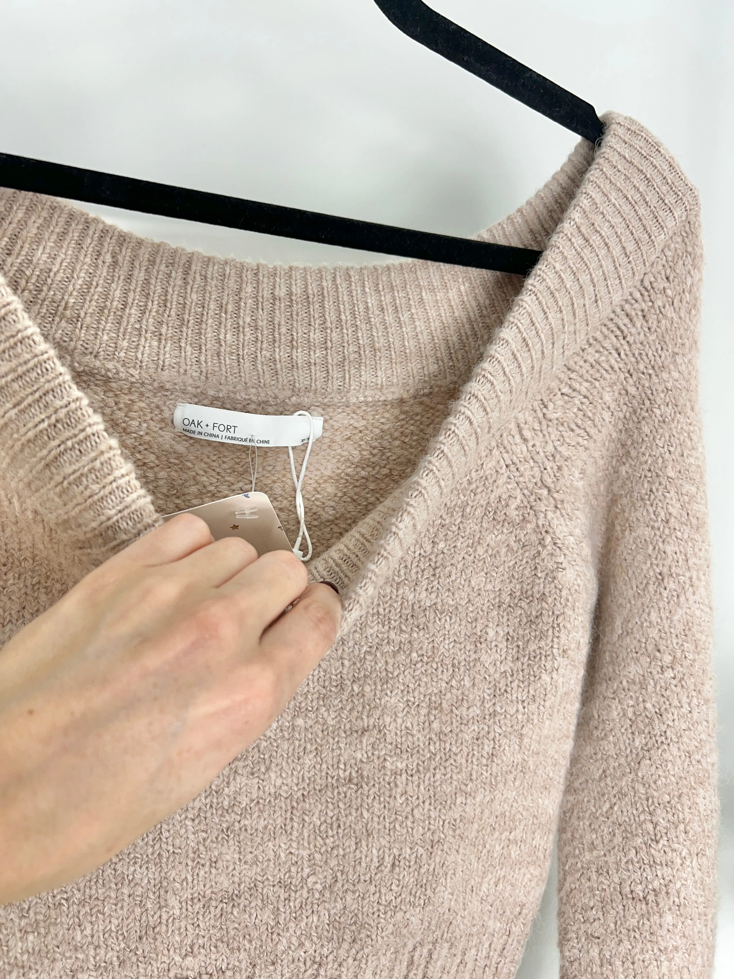 NEUTRAL KNIT OAK   FORT BALLOON SLEEVE SWEATER