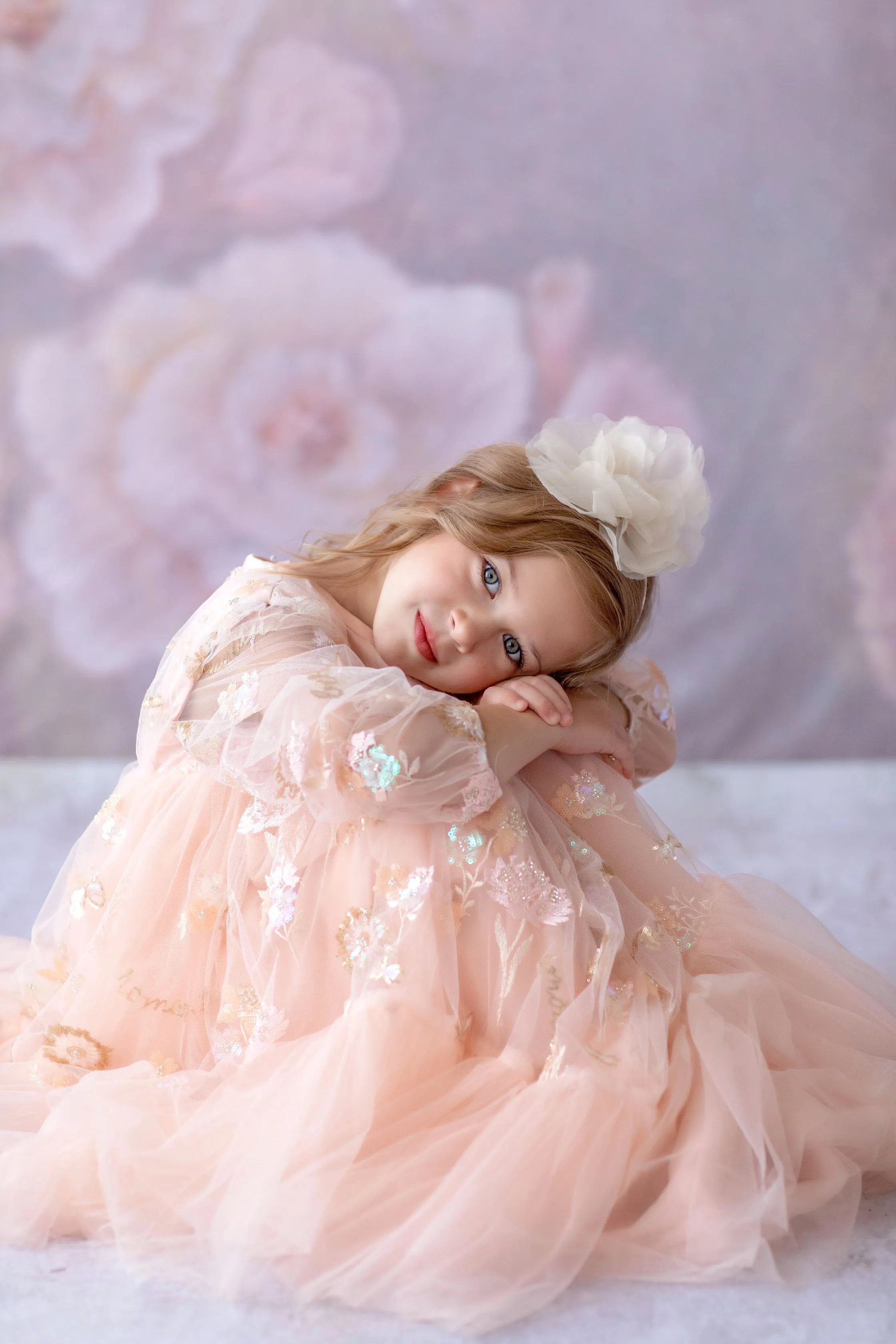 New. "Carolyn" -  bishop sleeve-Butterfly Sequin-Vintage Length Dress ( 6 Year - Petite 7 Year)