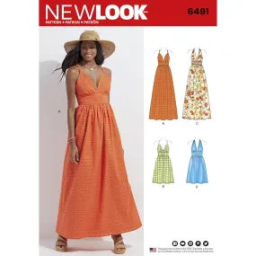 Newlook Pattern 6491 Misses Dresses in two Lengths with Bodice Variations