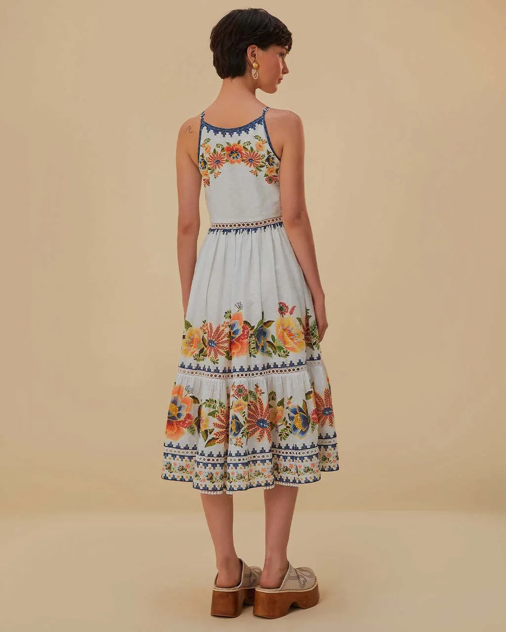Off-White Delicate Garden Midi Dress