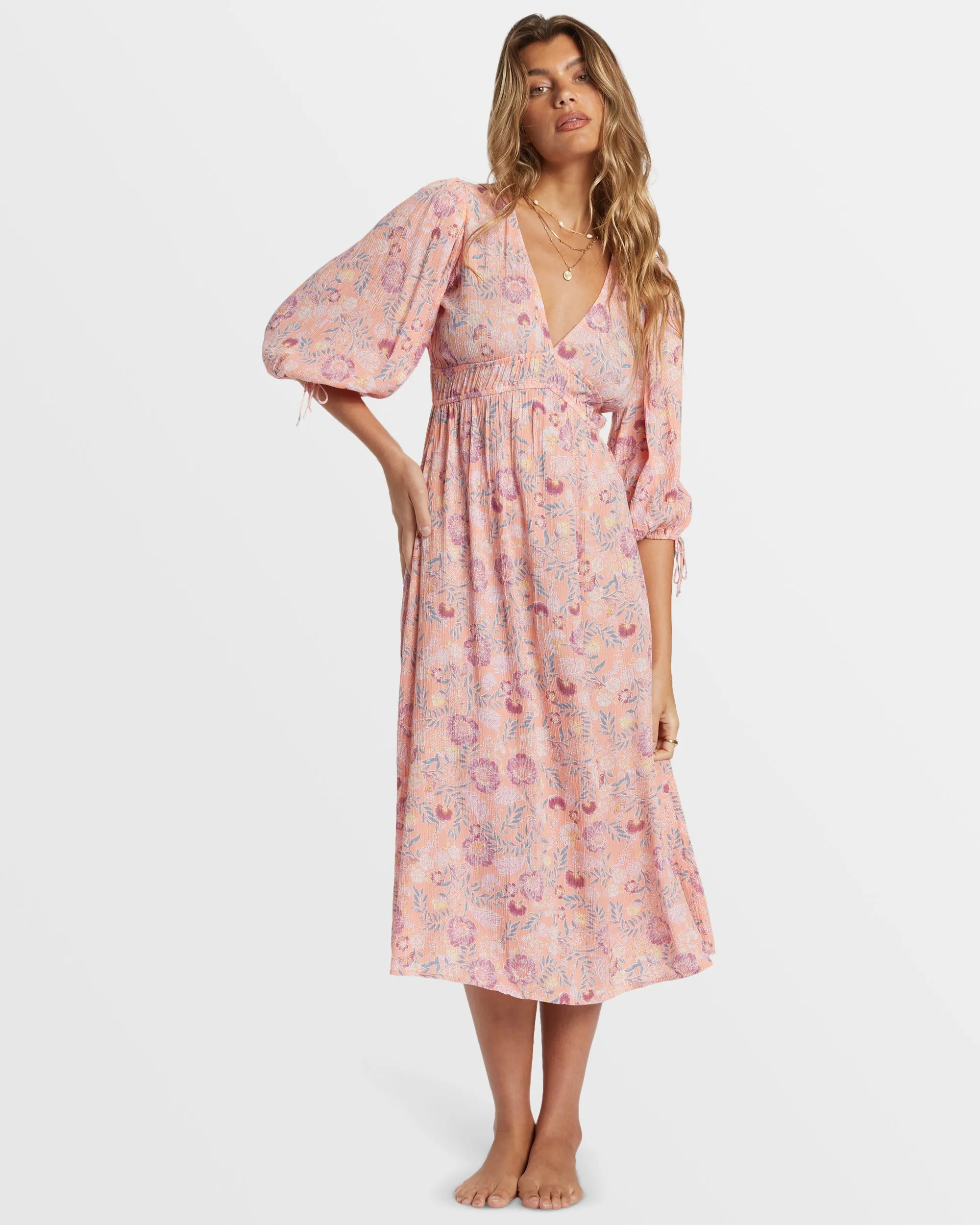 Paradise Sky Midi Dress - Peach Paradise