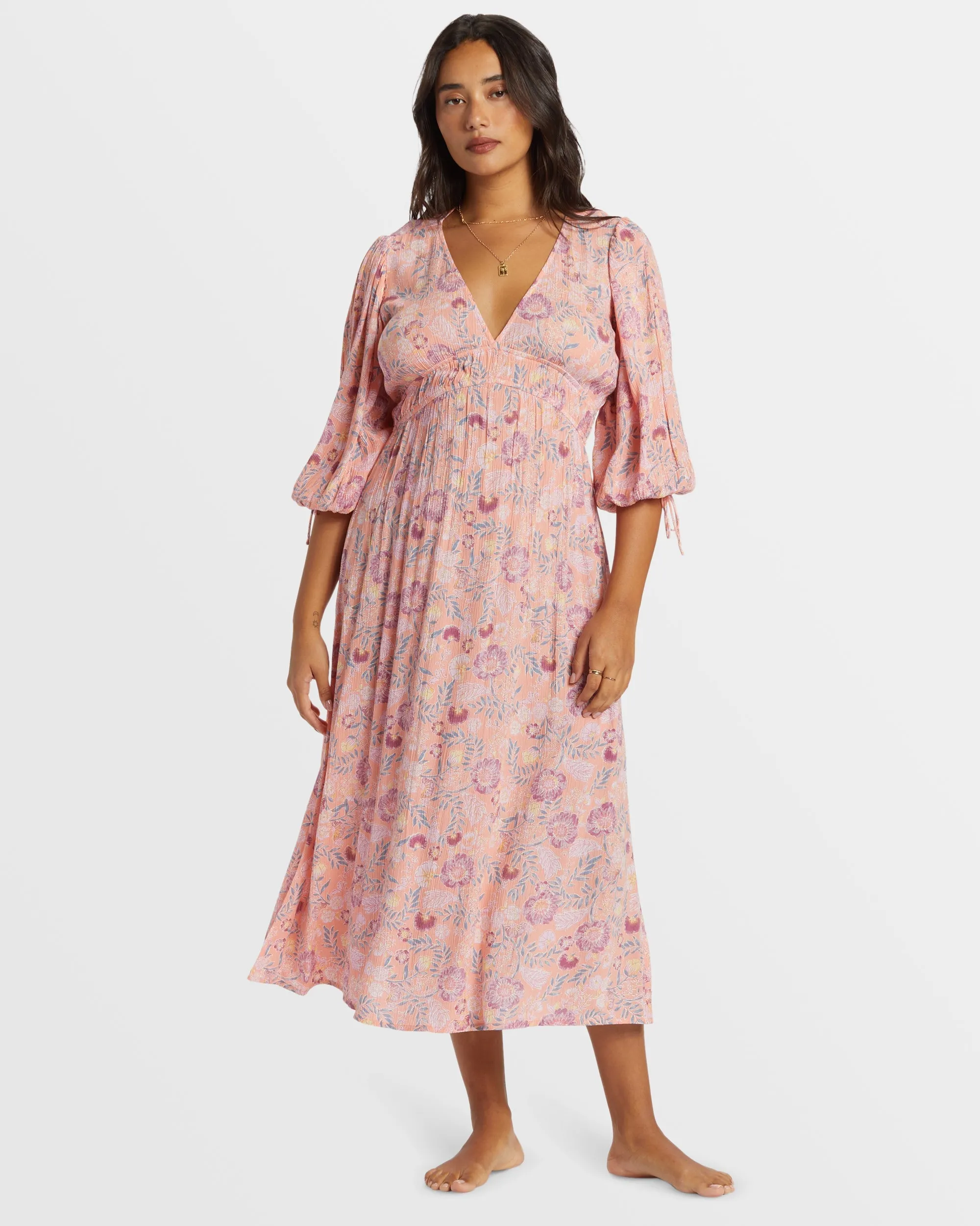 Paradise Sky Midi Dress - Peach Paradise