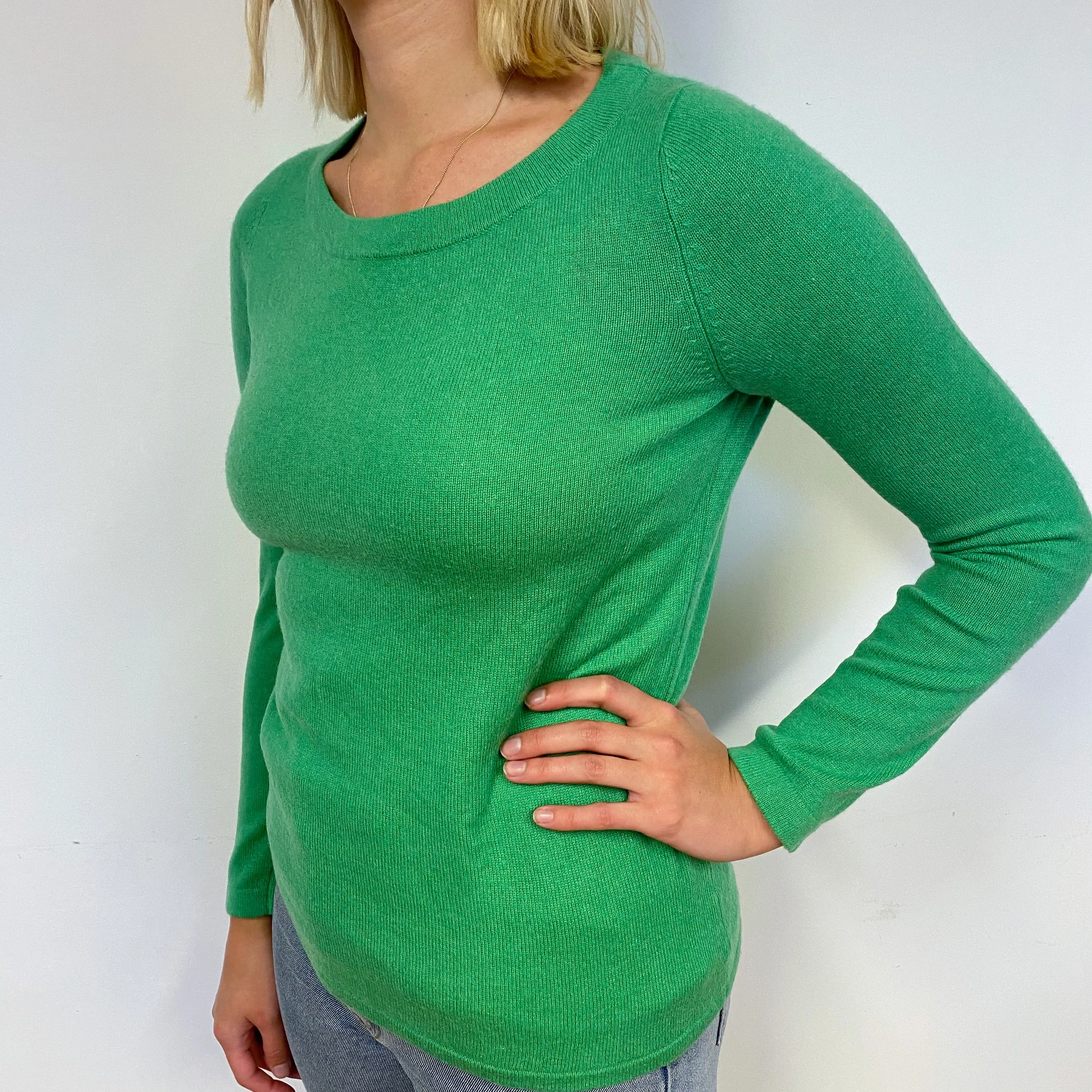 Pear Green Cashmere Crew Neck Jumper Small