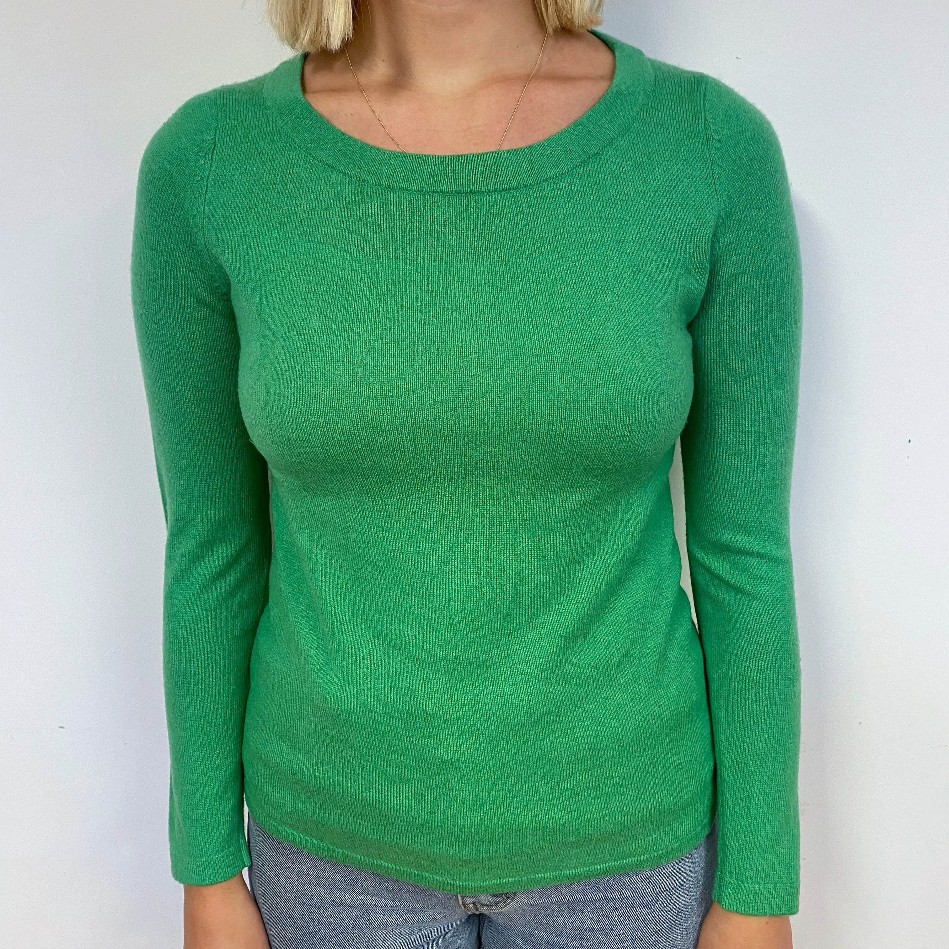 Pear Green Cashmere Crew Neck Jumper Small