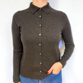 Peppercorn Brown Cashmere Shirt Style Cardigan Small