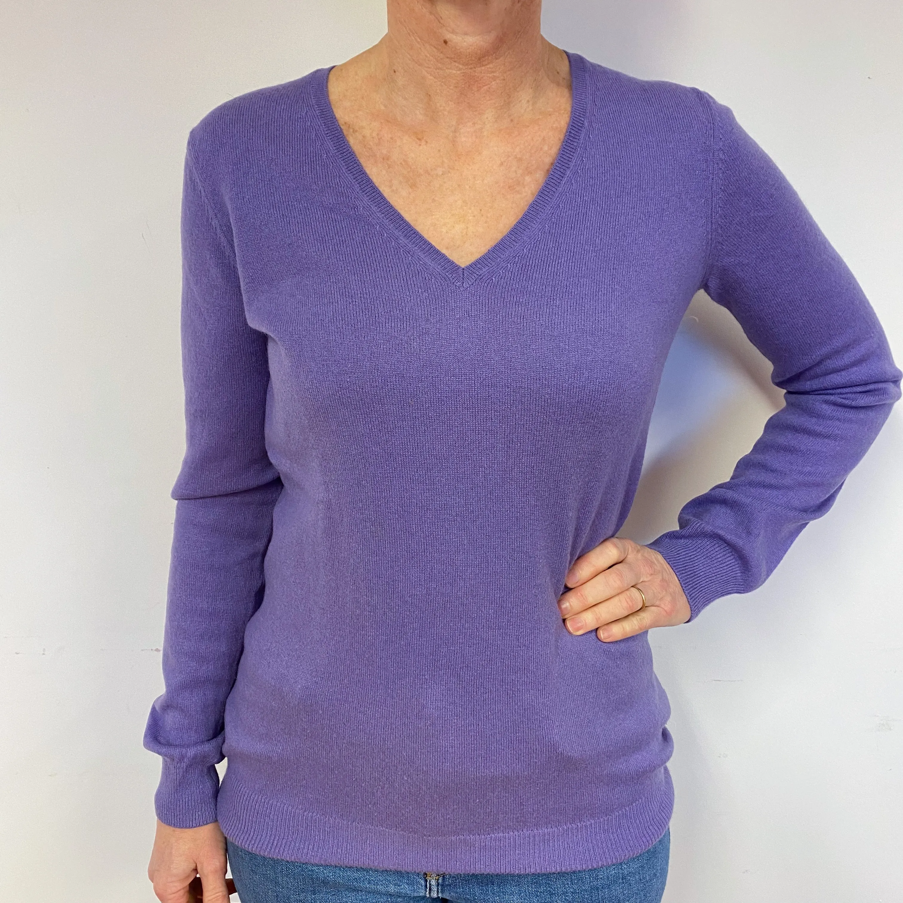 Periwinkle Purple Cashmere V-Neck Jumper Medium