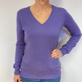 Periwinkle Purple Cashmere V-Neck Jumper Medium