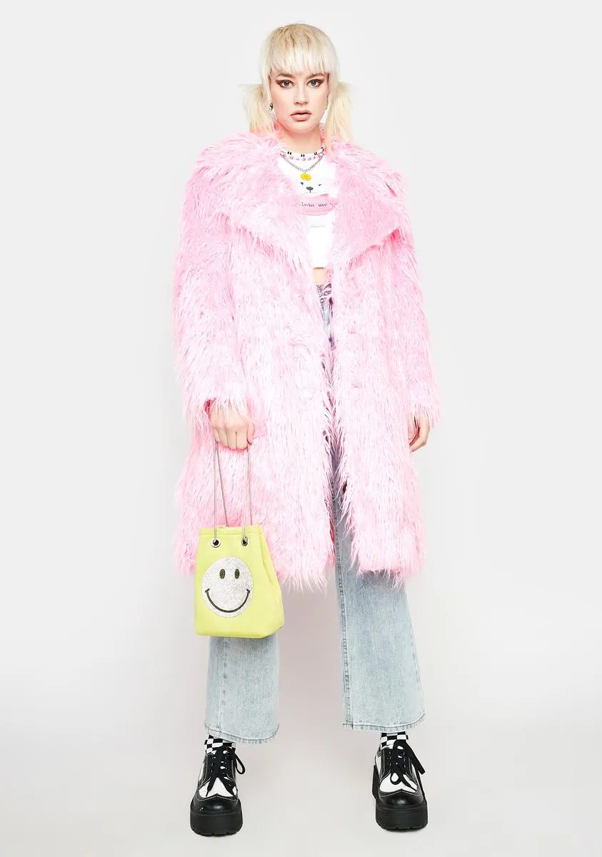 Pink Genki Faux Fur Coat
