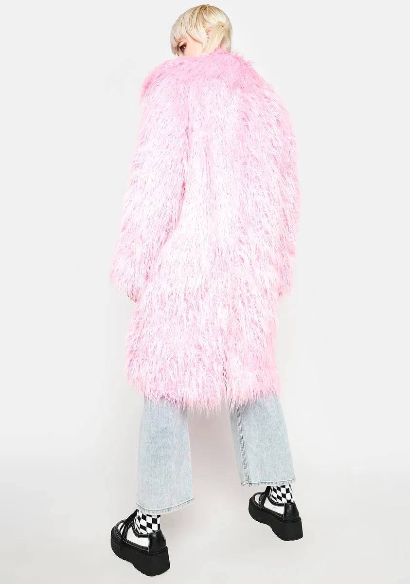 Pink Genki Faux Fur Coat