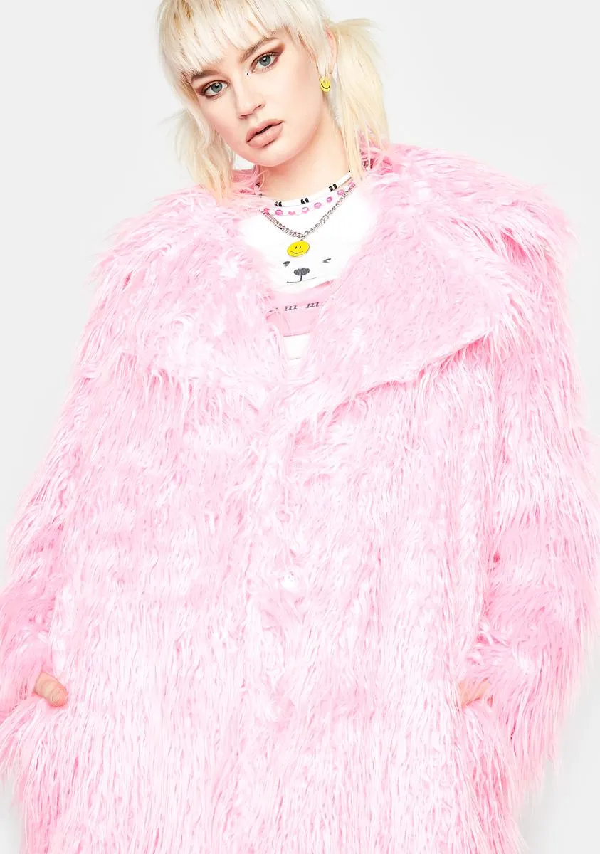 Pink Genki Faux Fur Coat