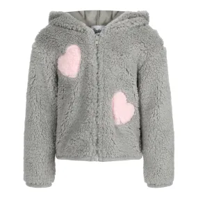 Pink Heart Sherpa Hooded Jacket