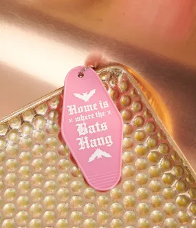 Pink Home Is Where The Bats Hang Motel Keychain