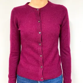 Plum Purple Cashmere Crew Neck Cardigan Extra Small