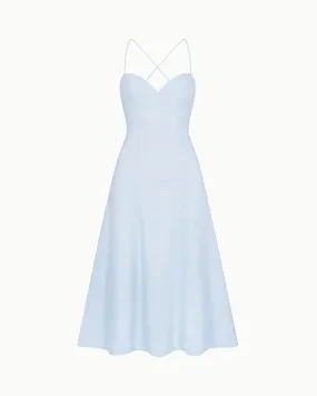 Poplin Low Back Midi Dress | Ice Blue