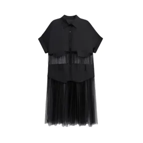 Pre Order:  Thin Loose A-Line Mesh Patchwork Dress