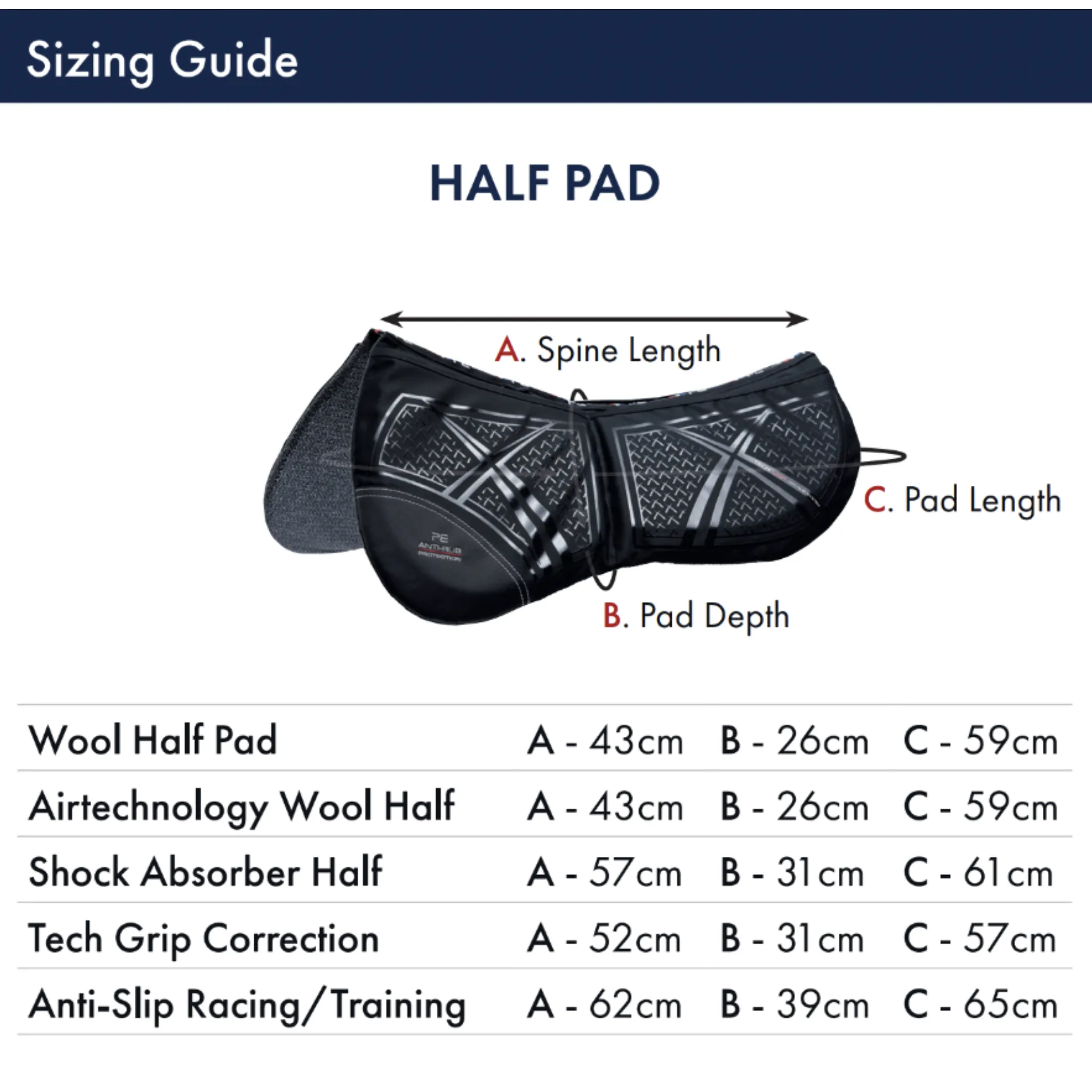Premier Equine Tech Grip Pro Anti-Slip Correction Half Pad