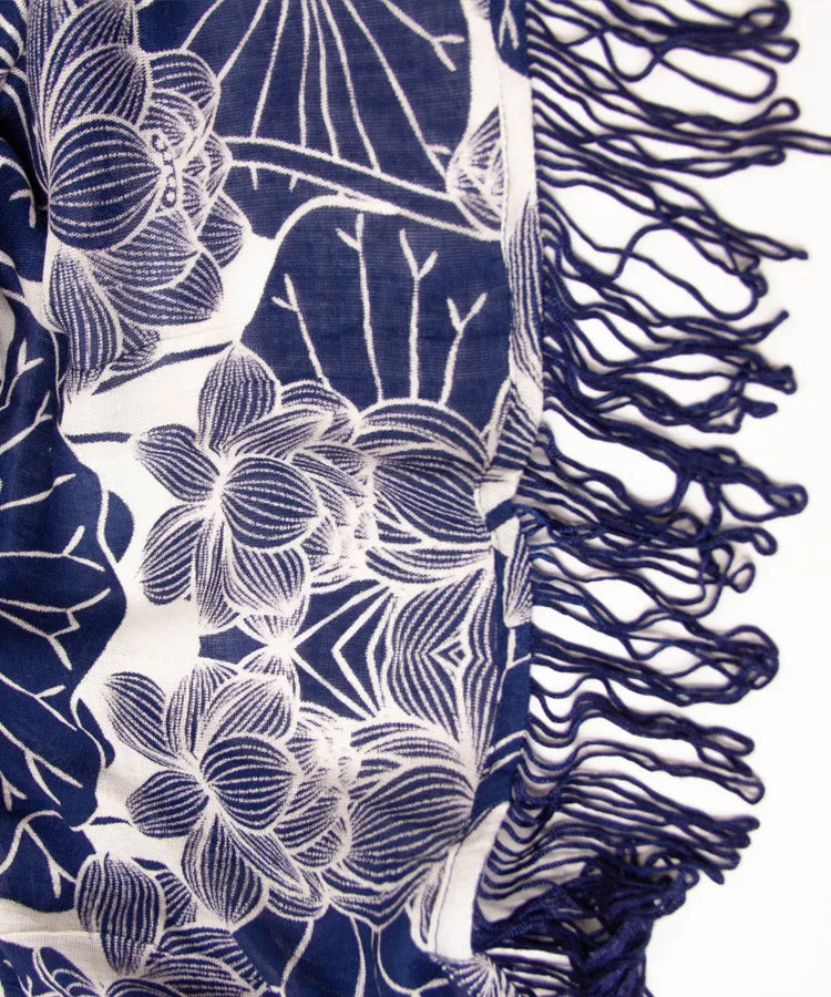 Purple Lotus Fringe Boho Kimono Cardigan