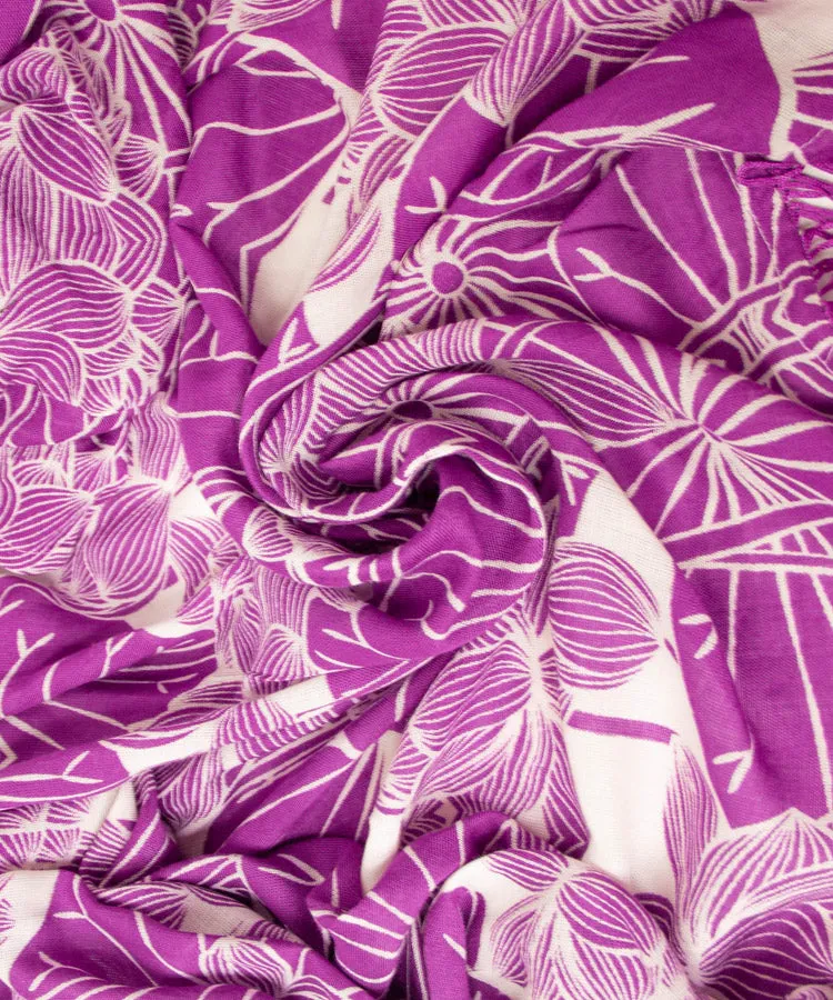 Purple Lotus Fringe Boho Kimono Cardigan