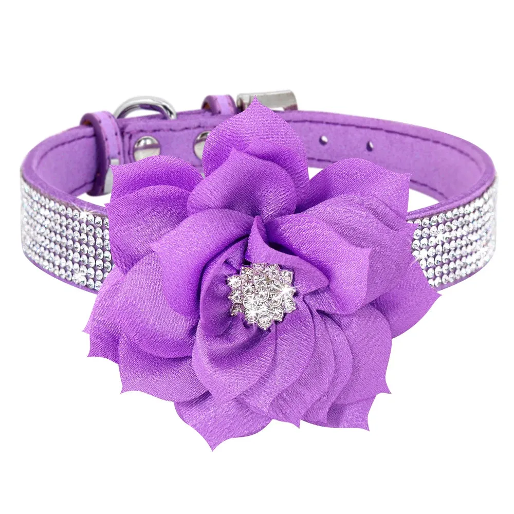 "Floral Elegance" Rhinestone Pet Collar