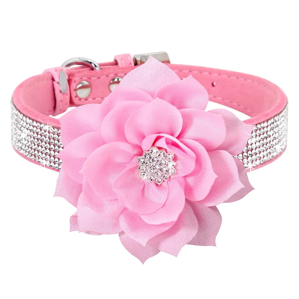 "Floral Elegance" Rhinestone Pet Collar