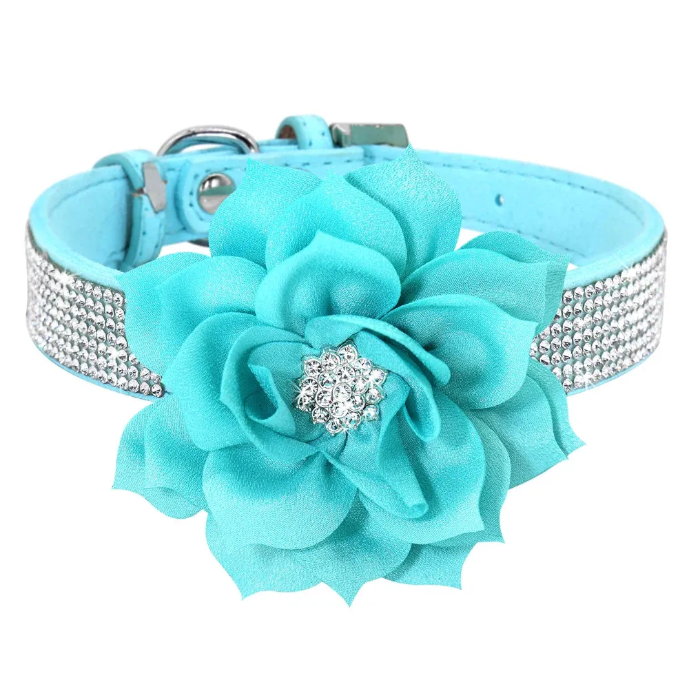 "Floral Elegance" Rhinestone Pet Collar