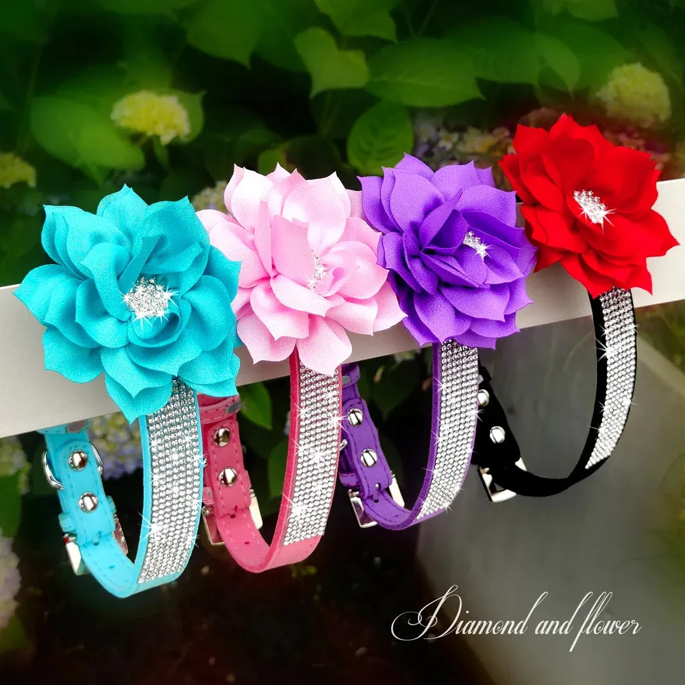 "Floral Elegance" Rhinestone Pet Collar