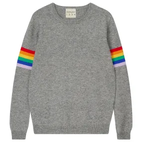 Rainbow Arms Cashmere Crew in Mid Grey