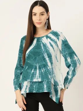 Rayon Tie Dye Green Double Layer Top