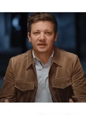 Rennervations 2023 Jeremy Renner Brown Suede Leather Jacket