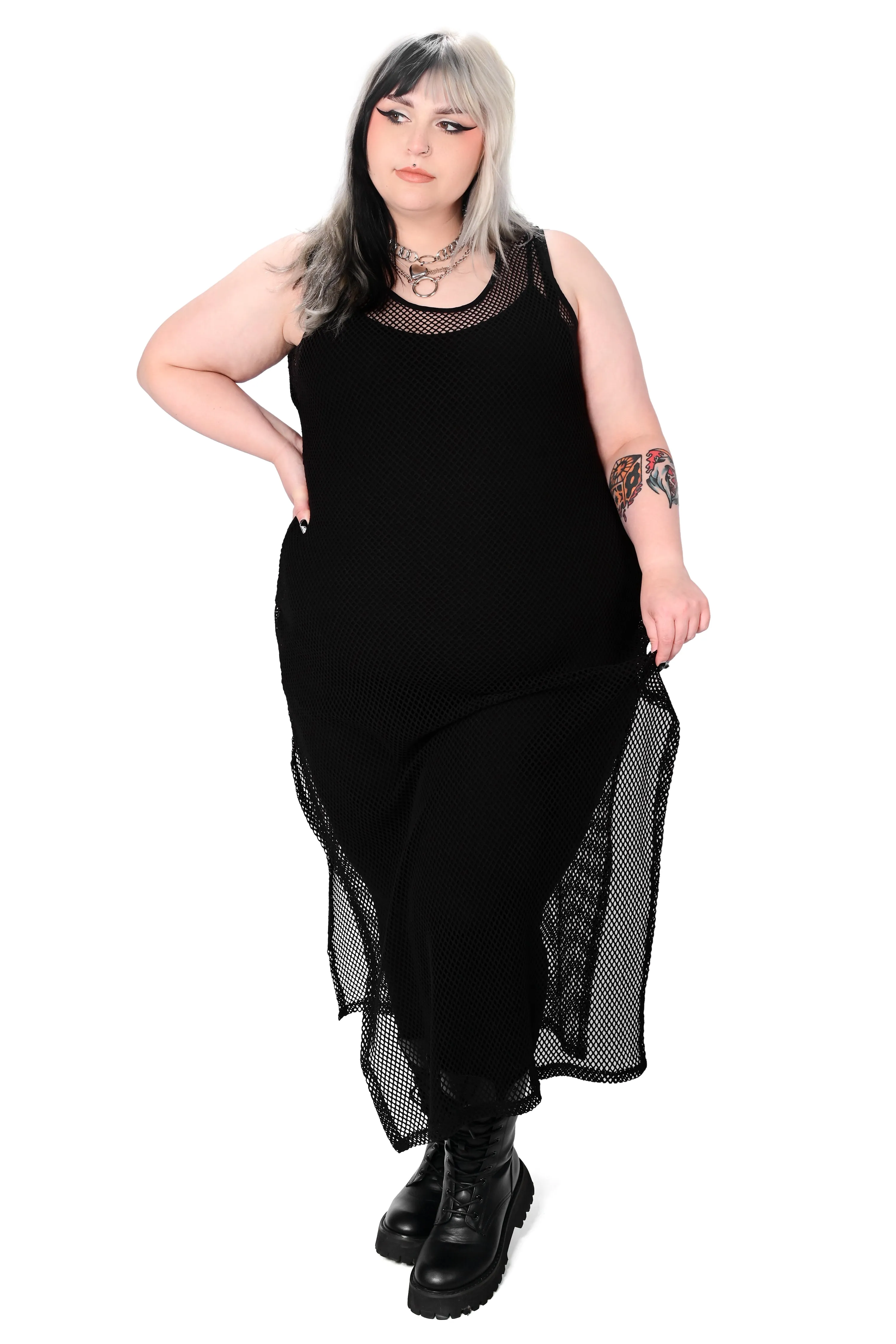 Reversible Fishnet Midi Dress