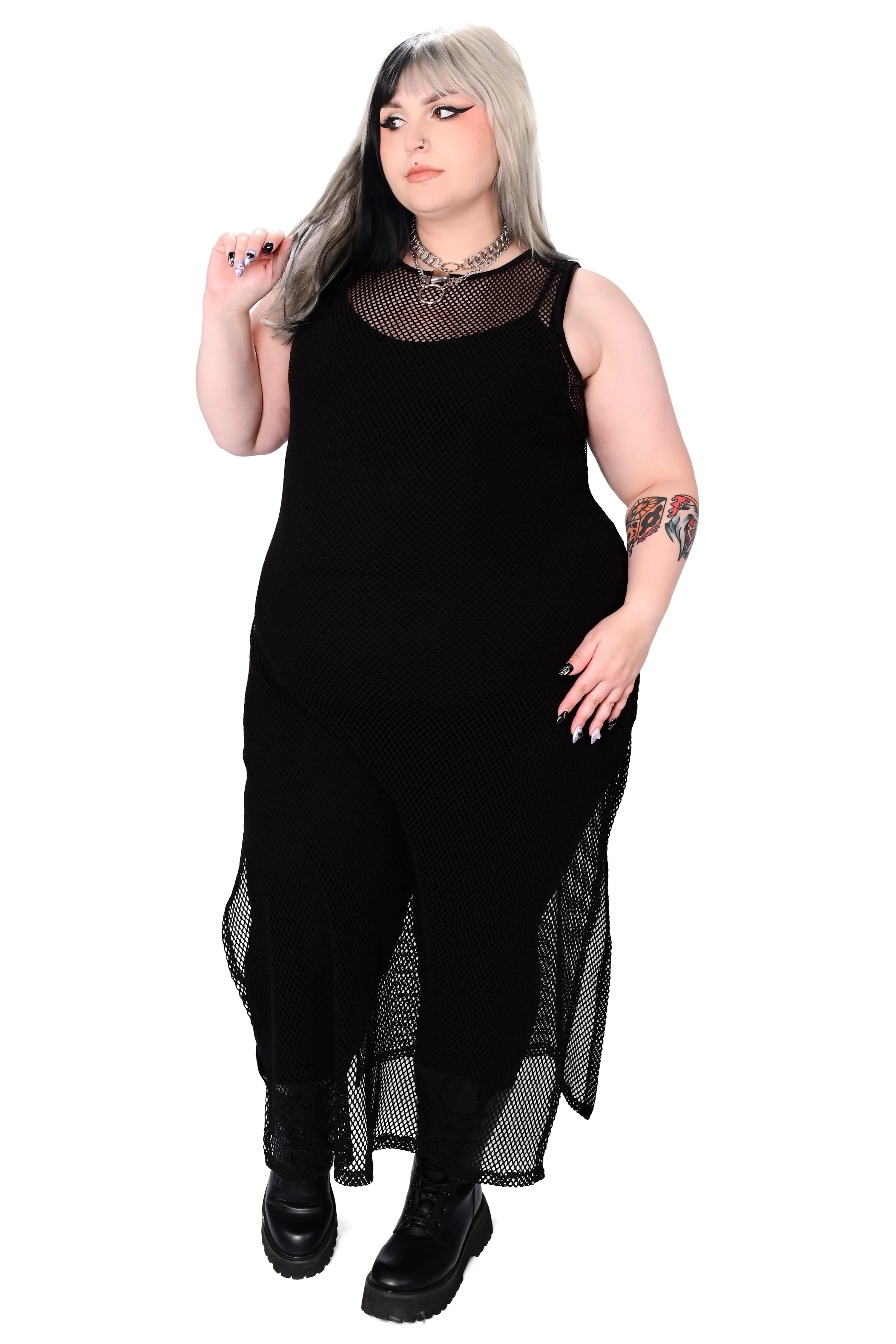 Reversible Fishnet Midi Dress