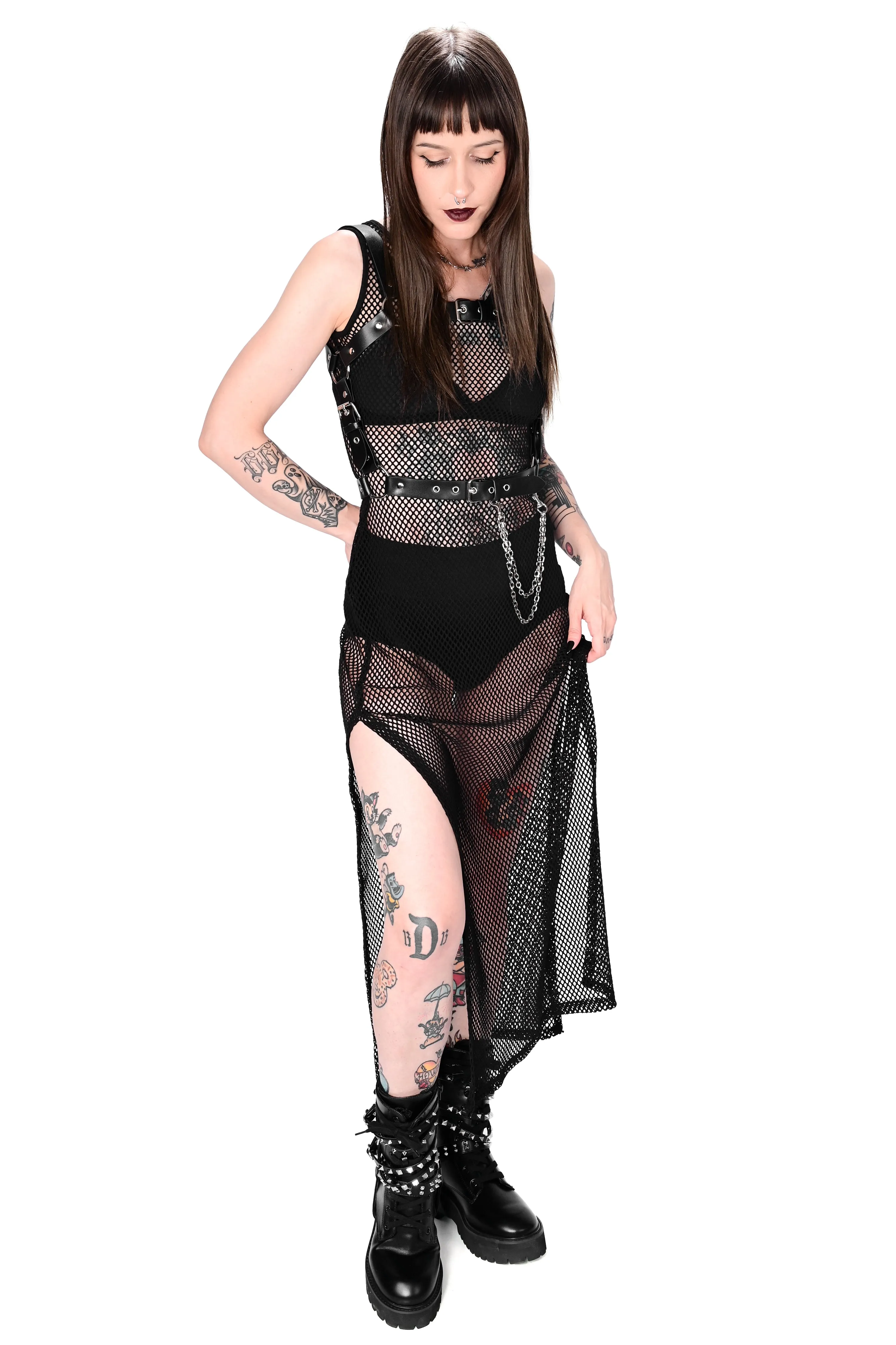 Reversible Fishnet Midi Dress