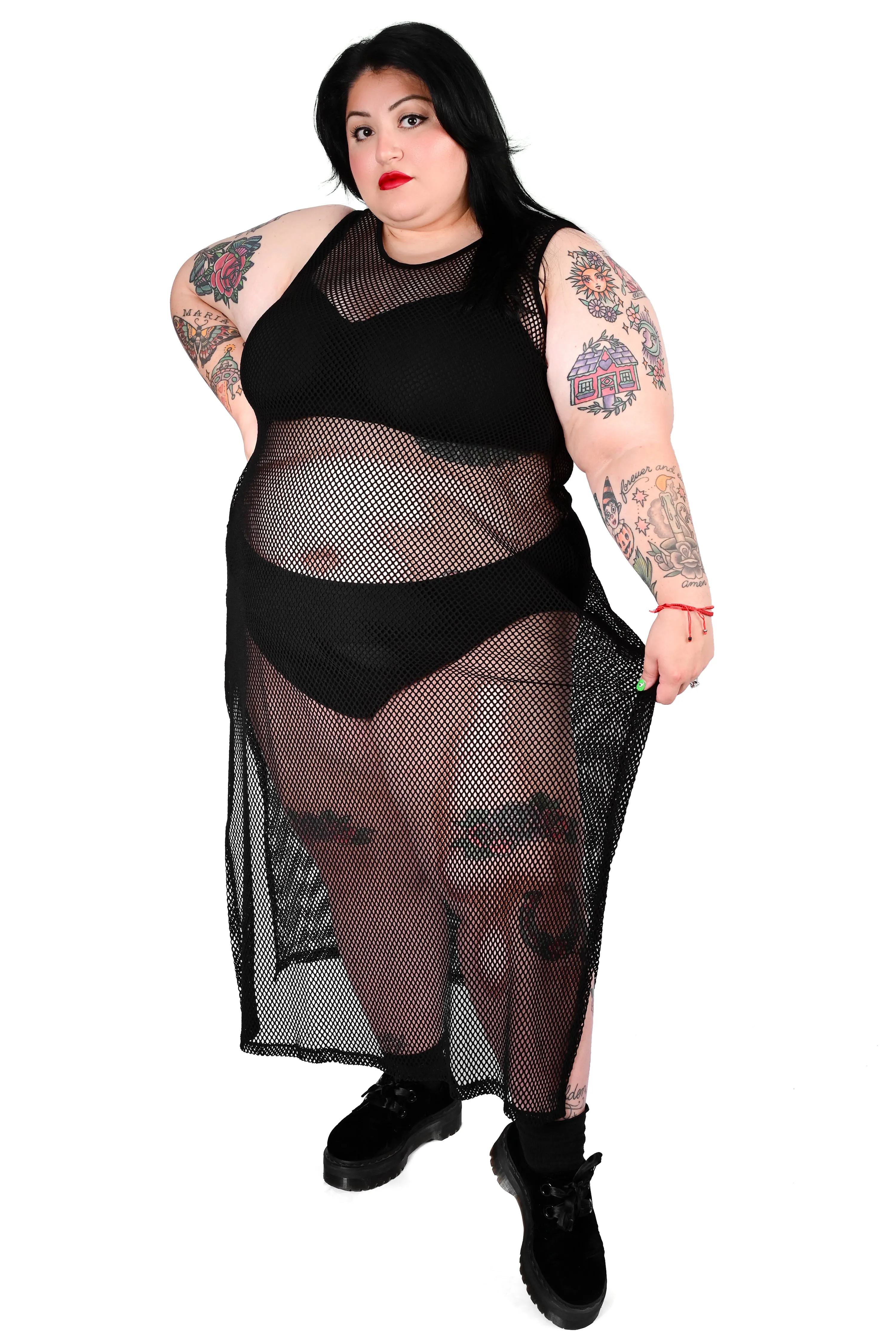 Reversible Fishnet Midi Dress